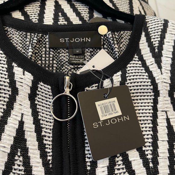 ST. JOHN Black Label Zip Front 3/4 Sleeve Jacket Style#K61G0K1 - Picture 8 of 11